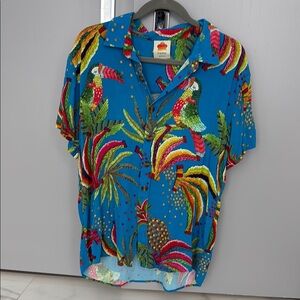 FARM Rio outfit :  Blue Tropical Parrot Print Top and shorts!